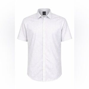 Jos A Bank Traveler TravelTech White Micro Dot Stretch Button-Down Shirt L